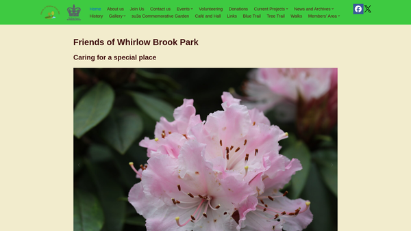 Screenshot of the Friends Of Whirlow Brook Park website