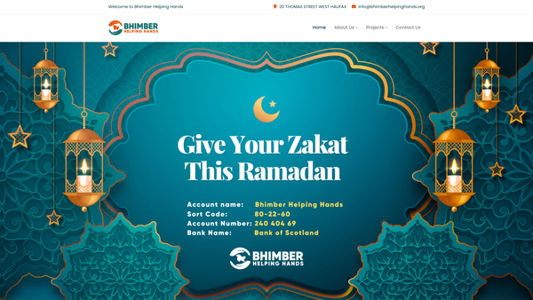 Screenshot of the Bhimber Helping Hands website