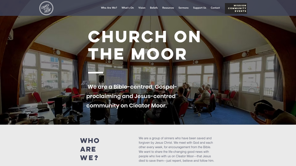 Screenshot of the Church On The Moor website
