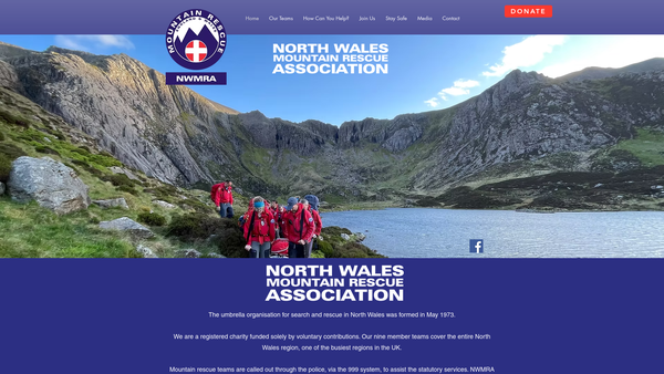 Screenshot of the North Wales Mountain Rescue Association website