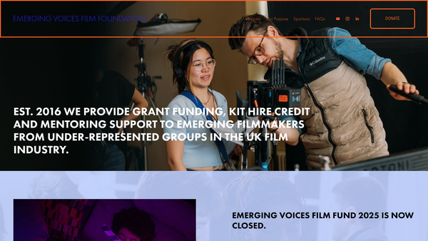 Screenshot of the Emerging Voices Film Foundation website