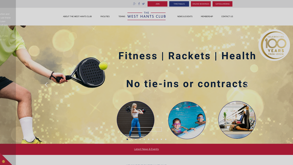 Screenshot of the The West Hants Club website