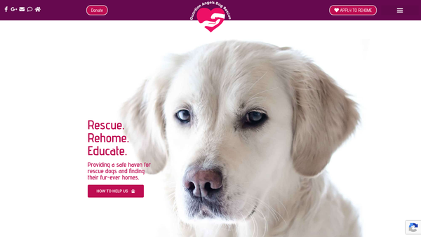 Screenshot of the Guardian Angels Dog Rescue website