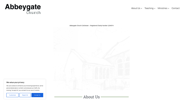 Screenshot of the Abbeygate Church Colchester website