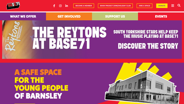 Screenshot of the Barnsley Youth Zone Ltd website