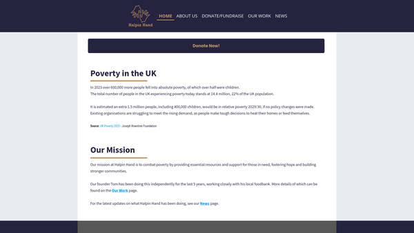 Screenshot of the Halpin Hand website