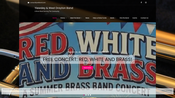 Screenshot of the Yiewsley And West Drayton Band website