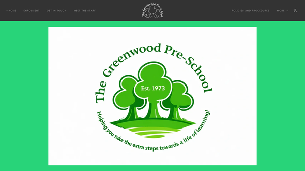 Screenshot of the The Greenwood Pre-School website
