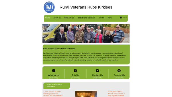 Screenshot of the Rural Veterans Hubs (Kirklees) website