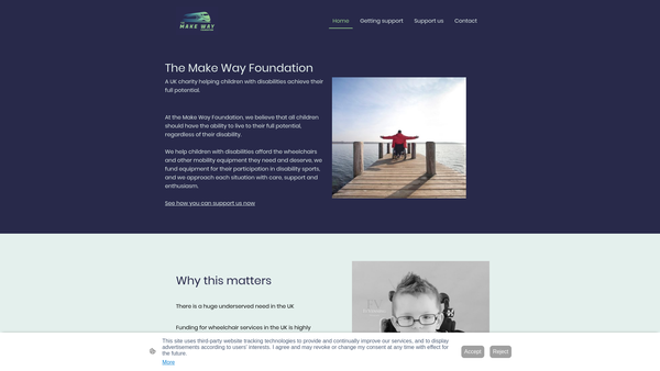 Screenshot of the The Make Way Foundation website