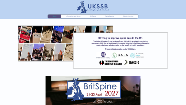 Screenshot of the United Kingdom Spine Societies Board website