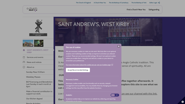 Screenshot of the The Parochial Church Council Of The Ecclesiastical Parish Of Saint Andrew, West Kirby website