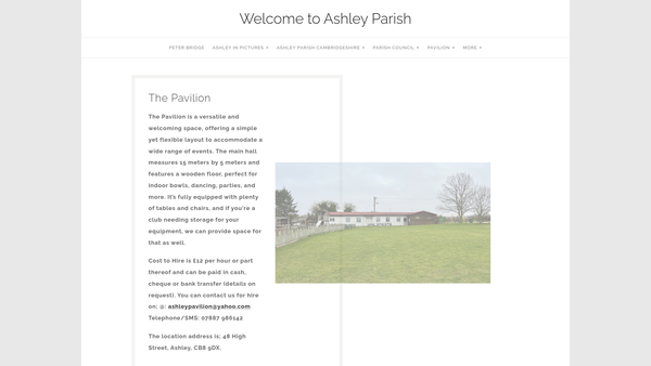Screenshot of the Ashley Pavilion CIO website
