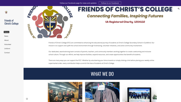 Screenshot of the Friends Of Christ's College website