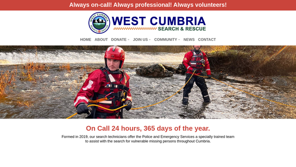 Screenshot of the West Cumbria Search & Rescue website