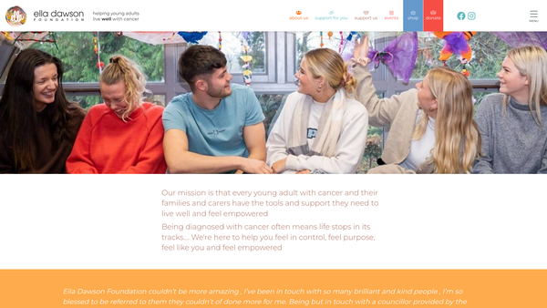 Screenshot of the The Ella Dawson Foundation website