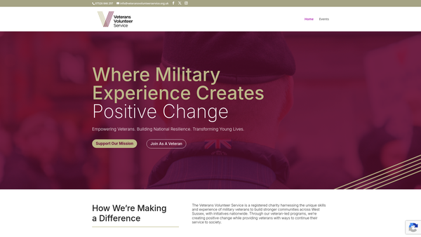Screenshot of the Veterans Volunteer Service website