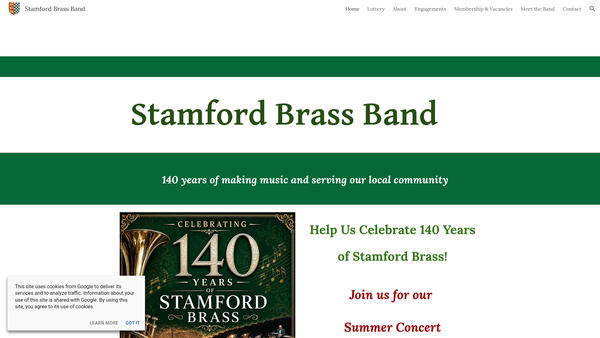 Screenshot of the Stamford Brass website