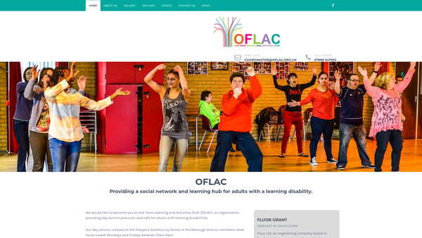 Screenshot of the Oak Farm Learning And Activities Centre website
