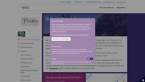 Screenshot of the St Paul's Church, Stalybridge website