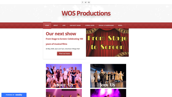 Screenshot of the Wos Productions website