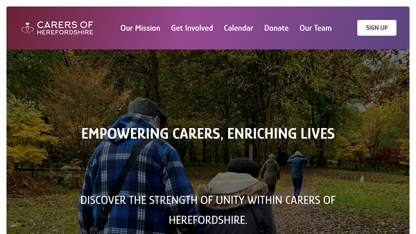 Screenshot of the Carers Of Herefordshire website