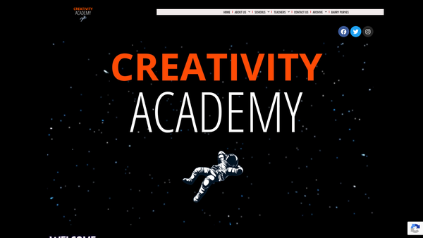 Screenshot of the Creativity Academy website