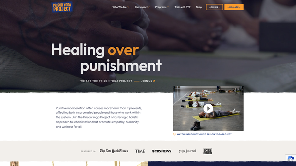 Screenshot of the Prison Yoga Project UK website
