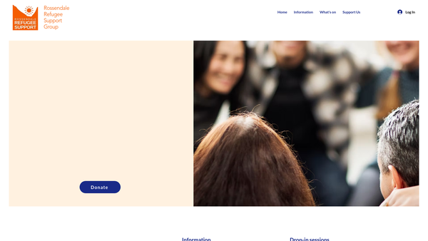 Screenshot of the Rossendale Refugee Support Group website