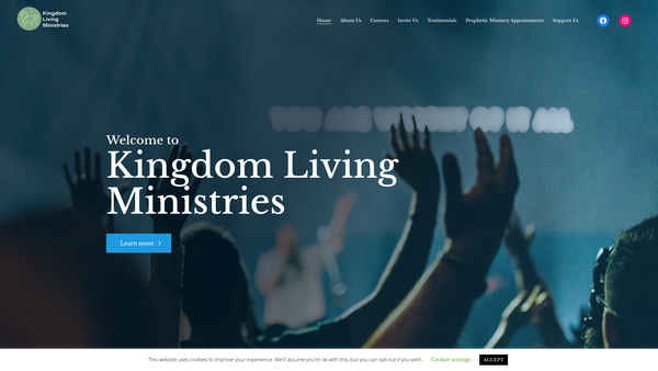 Screenshot of the Kingdom Living Ministries website