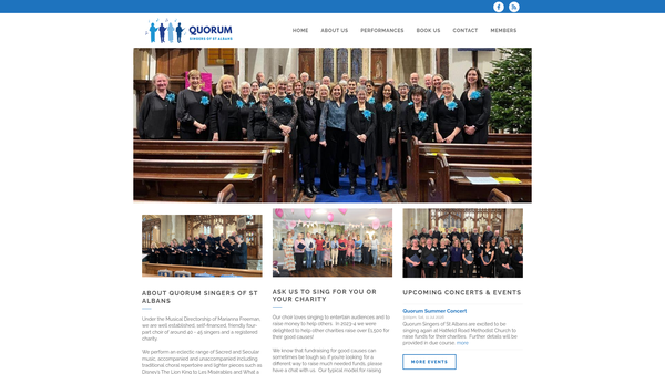 Screenshot of the Quorum Singers Of St Albans website