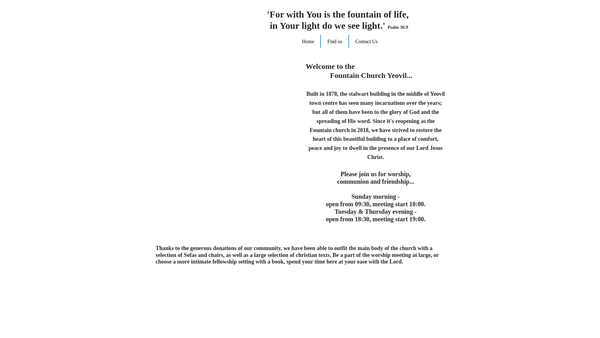 Screenshot of the The Fountain Church, Yeovil website