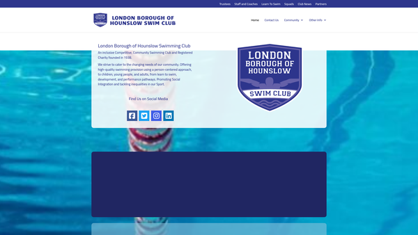 Screenshot of the London Borough Of Hounslow Swimming Club website