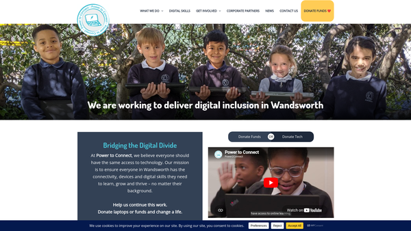 Screenshot of the Power 2 Connect website
