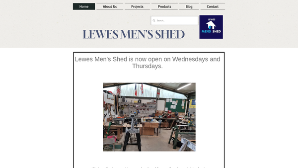 Screenshot of the Lewes Men's Shed website