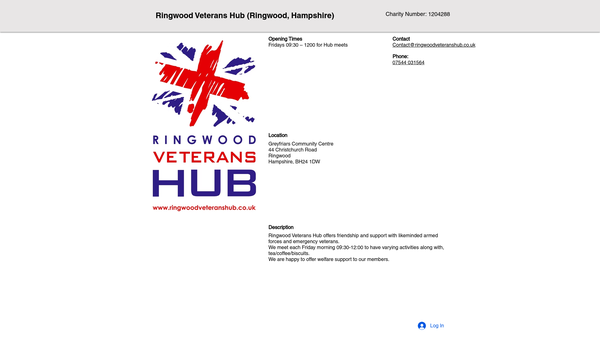 Screenshot of the Ringwood Veterans Hub website