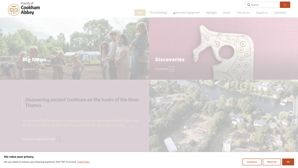 Screenshot of the Friends Of Cookham Abbey website