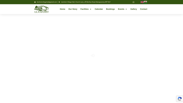 Screenshot of the Llanfoist Village Hall website