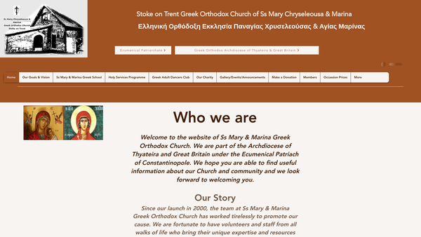 Screenshot of the Greek Orthodox Community Of Panagia Chryseleousa And Saint Marina (Stoke On Trent) website