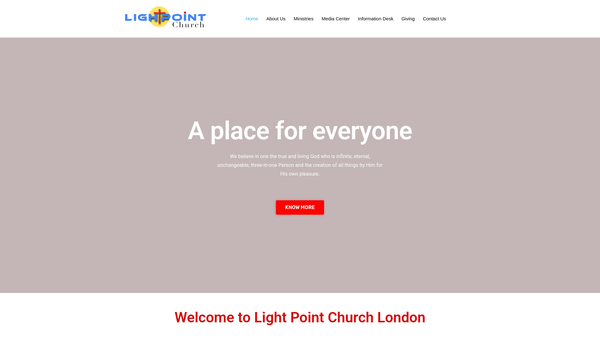 Screenshot of the Lightpoint Church London website