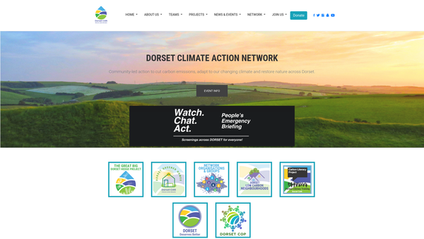 Screenshot of the Dorset Climate Action Network website