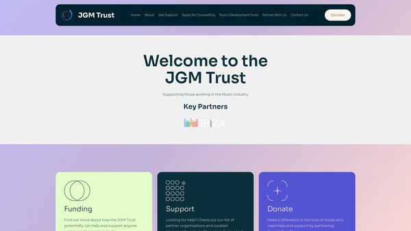 Screenshot of the Jgm Trust website