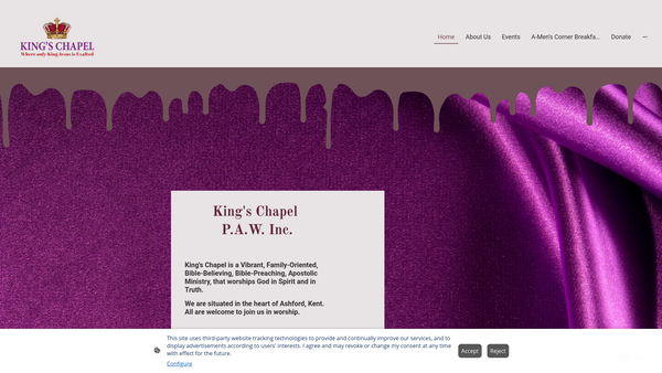 Screenshot of the King's Chapel Ashford Paw website