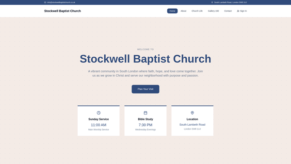 Screenshot of the Stockwell Baptist Church website