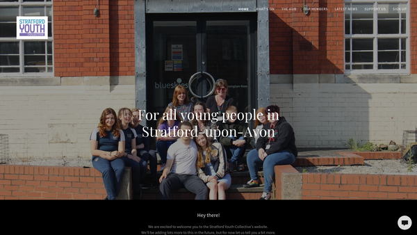 Screenshot of the Stratford Youth Collective website