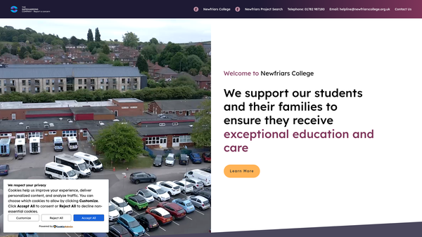 Screenshot of the Newfriars College website