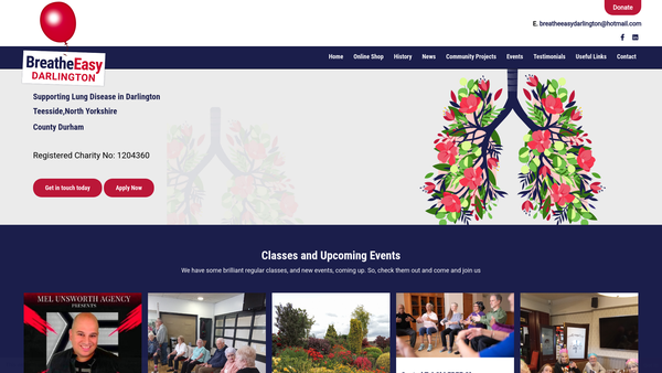 Screenshot of the Breathe Easy Darlington website