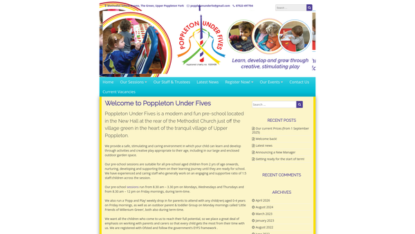Screenshot of the Poppleton Under Fives CIO website