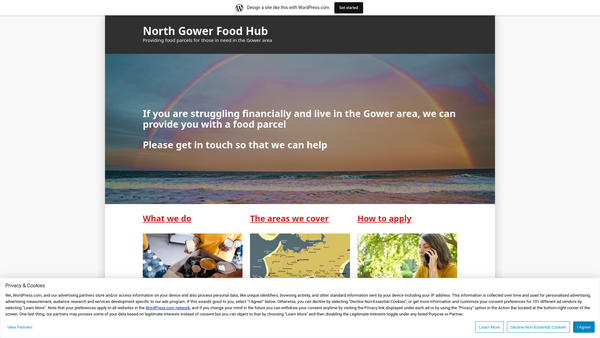 Screenshot of the North Gower Food Hub website