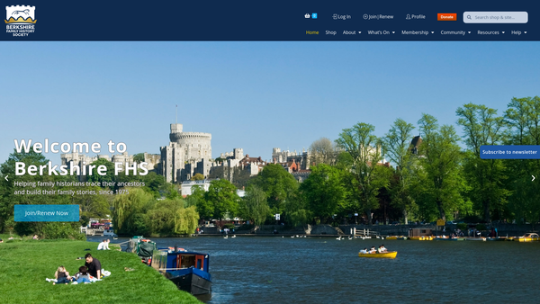 Screenshot of the Berkshire Family History Society website